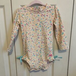 Ruffle Butts Multicolor Confetti Kids Swim One Piece